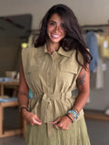 Linen Vest - olive