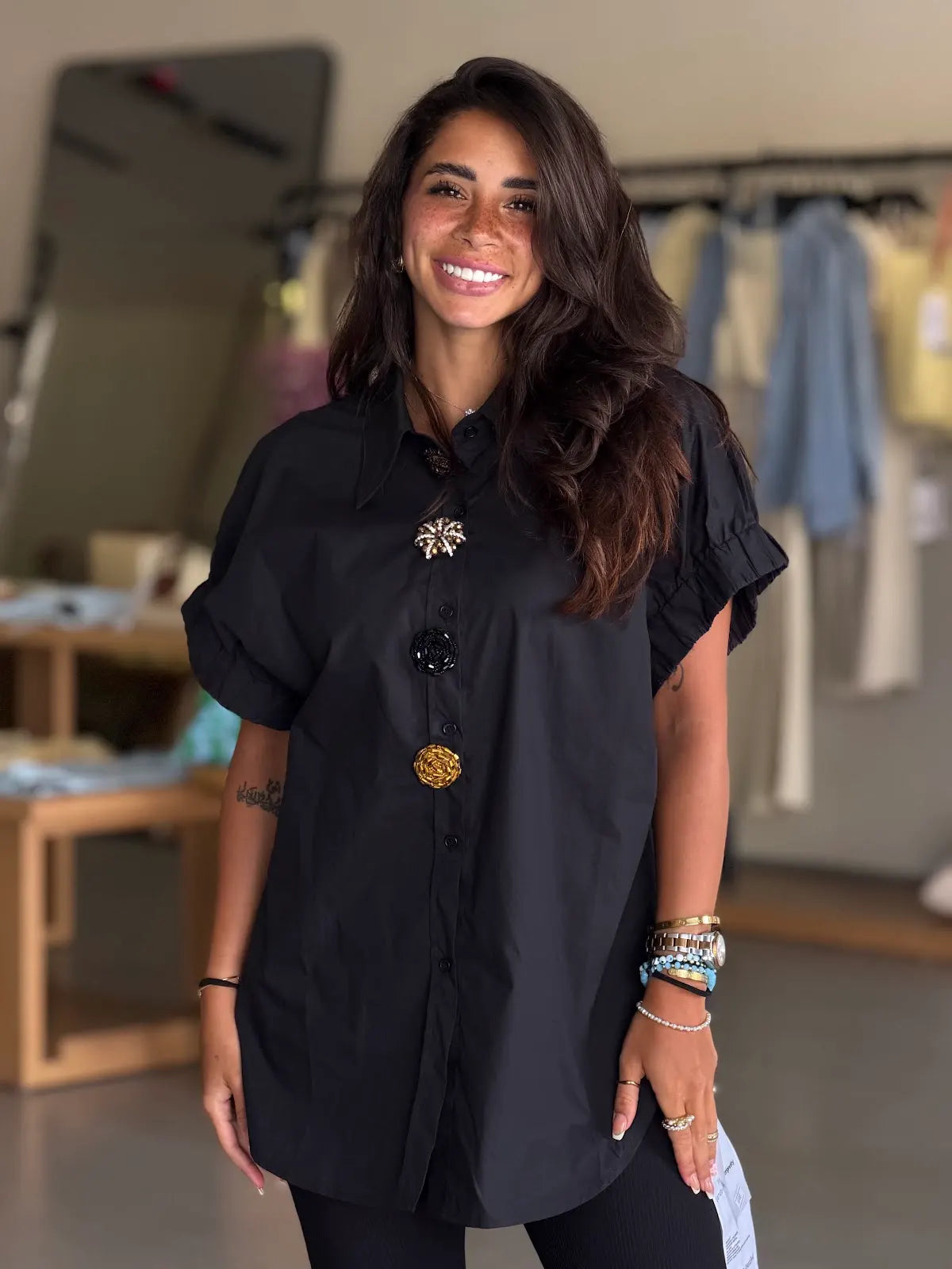 flowers Shirt- Black