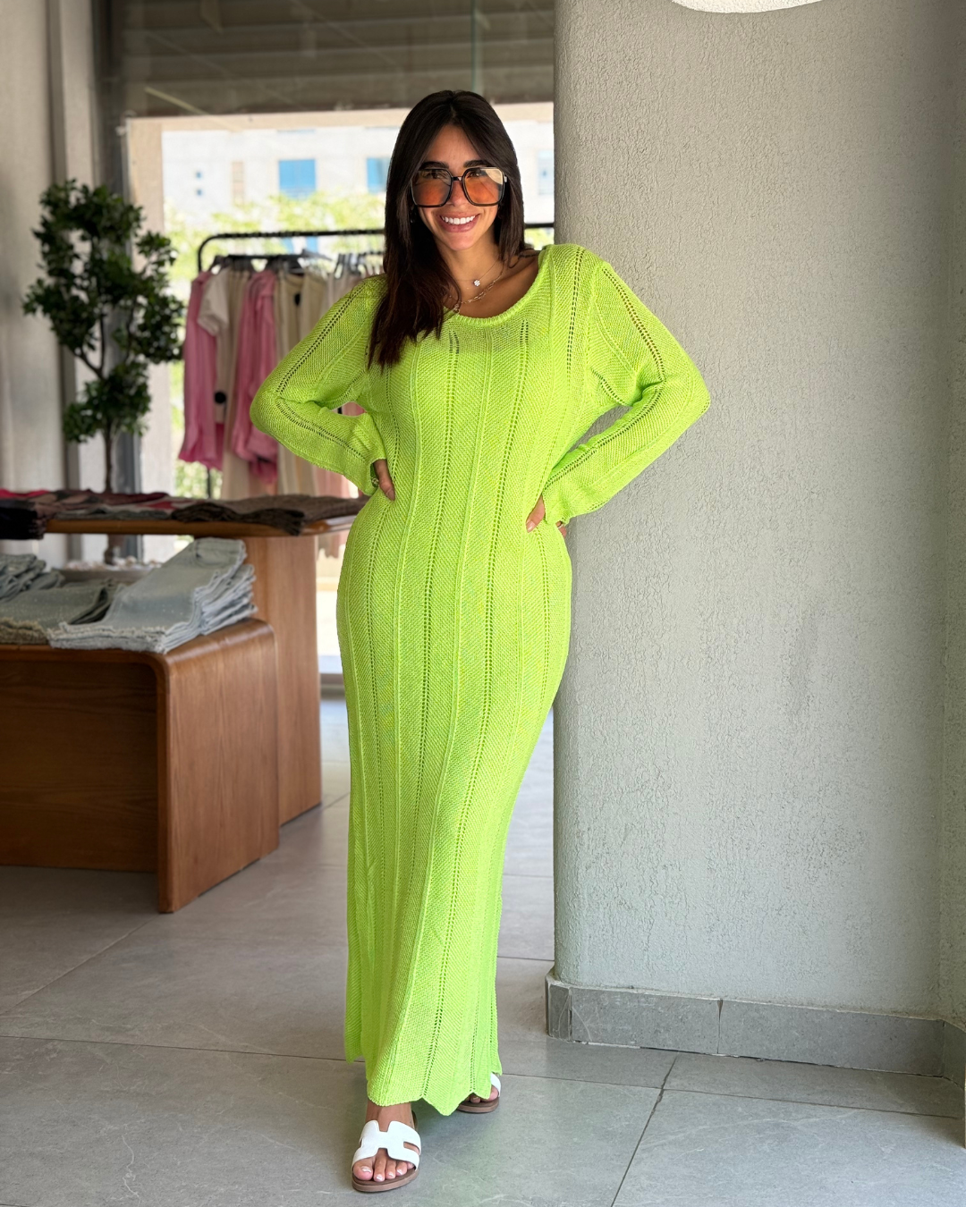 Mesh Dress - Lime