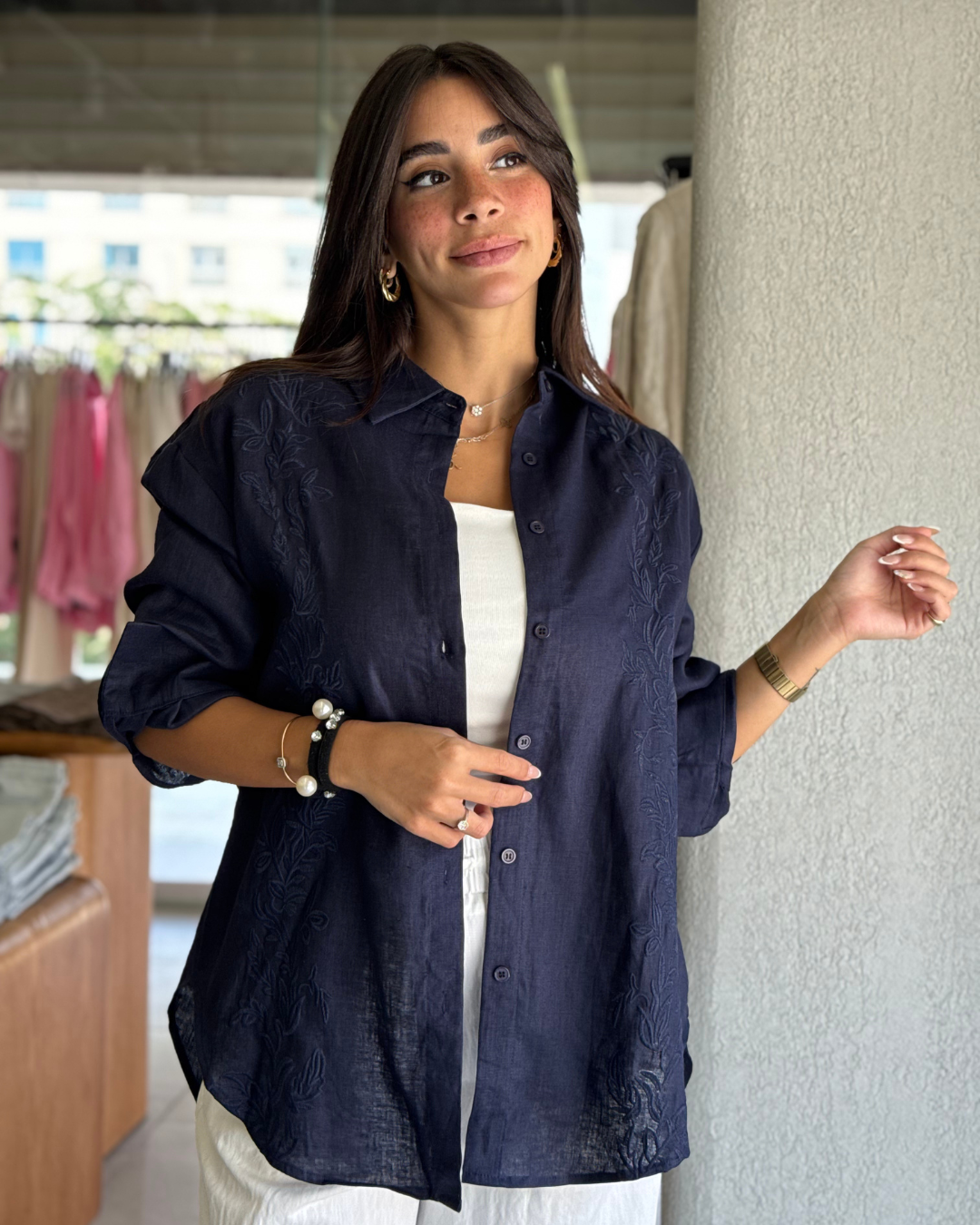 Linen Shirt - Navy
