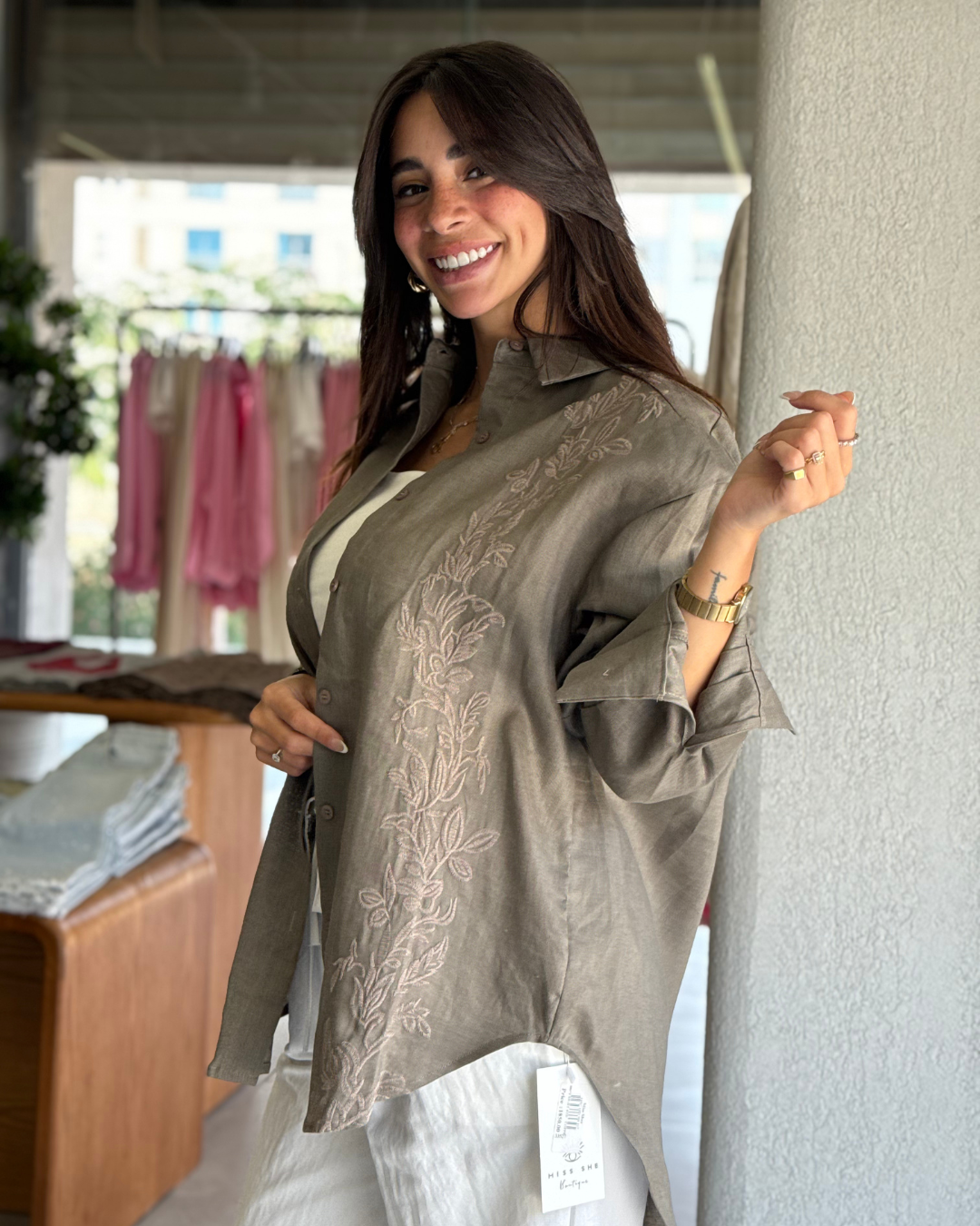 Linen Shirt - Cafe