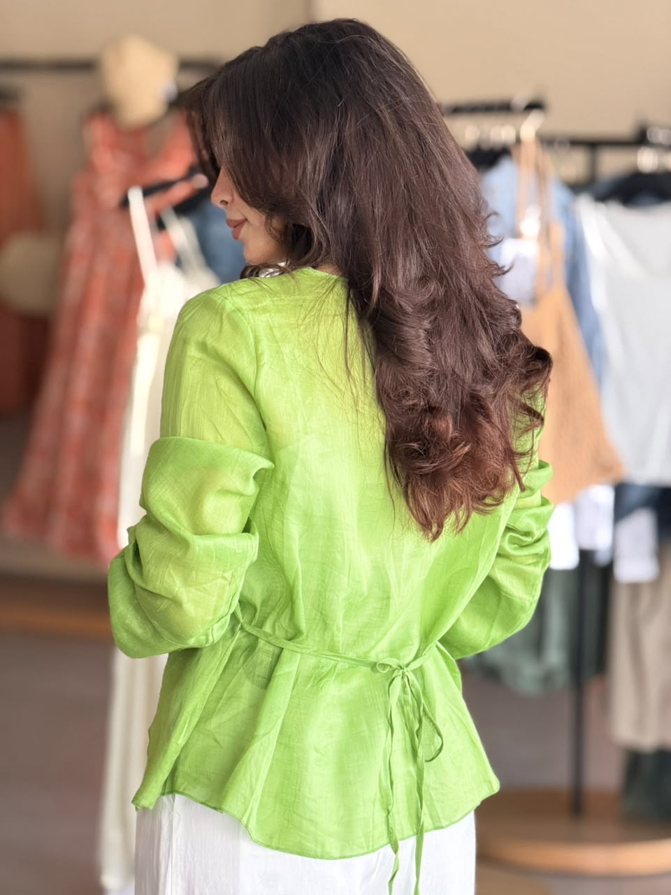 Linen blouse - Green