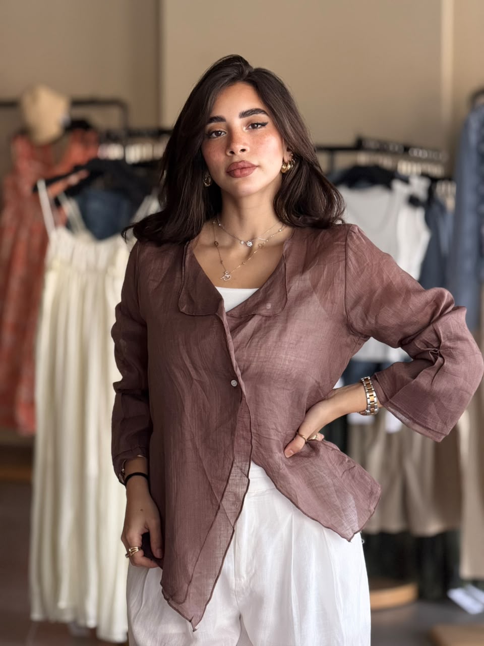 Linen Blouse - Brown