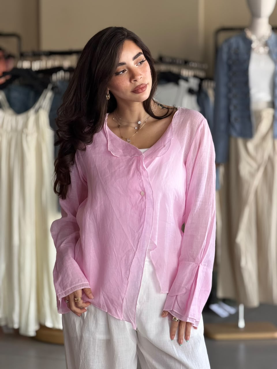 Linen blouse - Pink