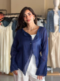 Linen blouse - Navy