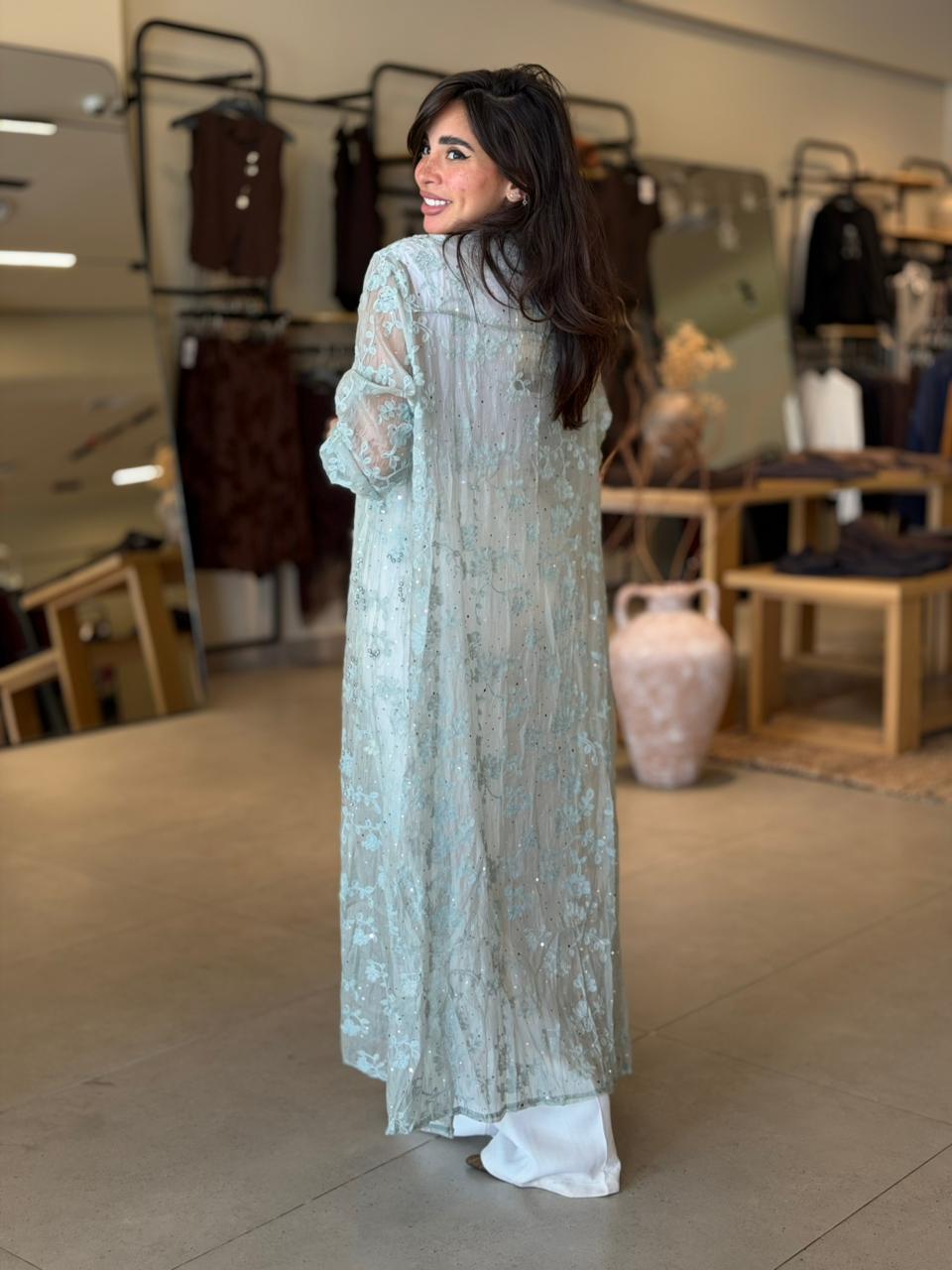 Floral  Cardigan - Mint