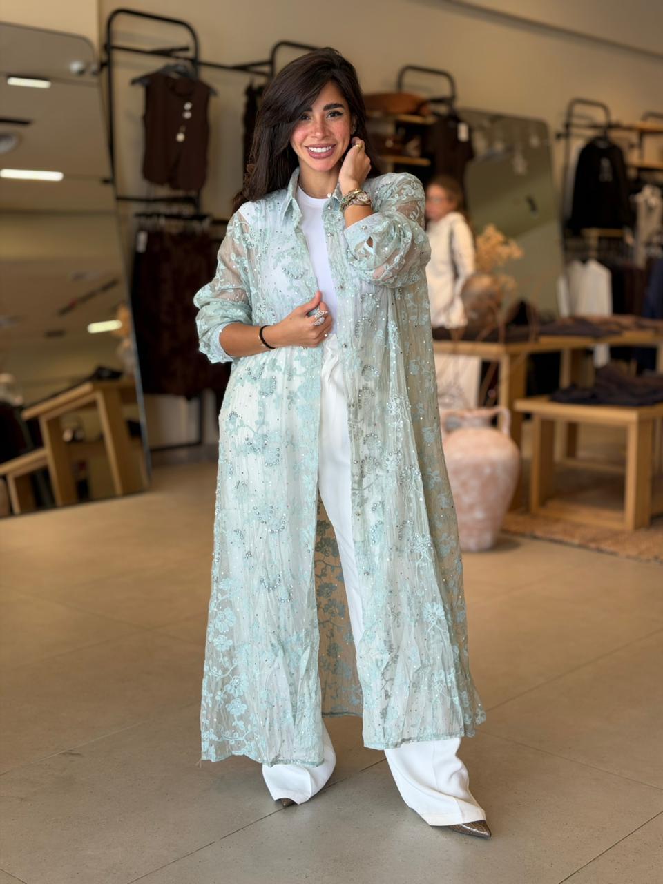 Floral  Cardigan - Mint