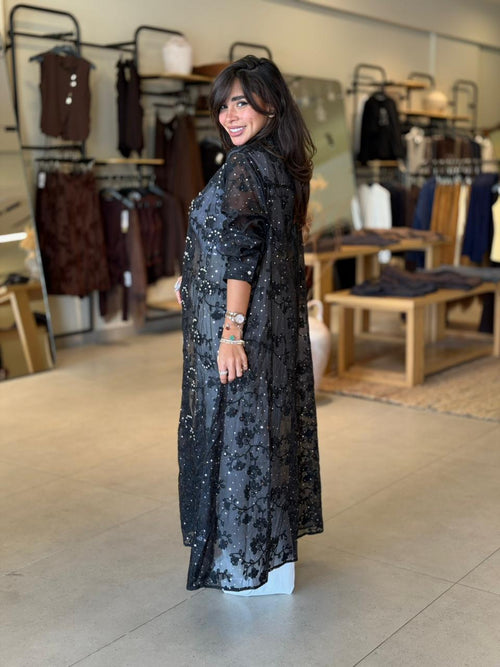 Floral  Cardigan - Black