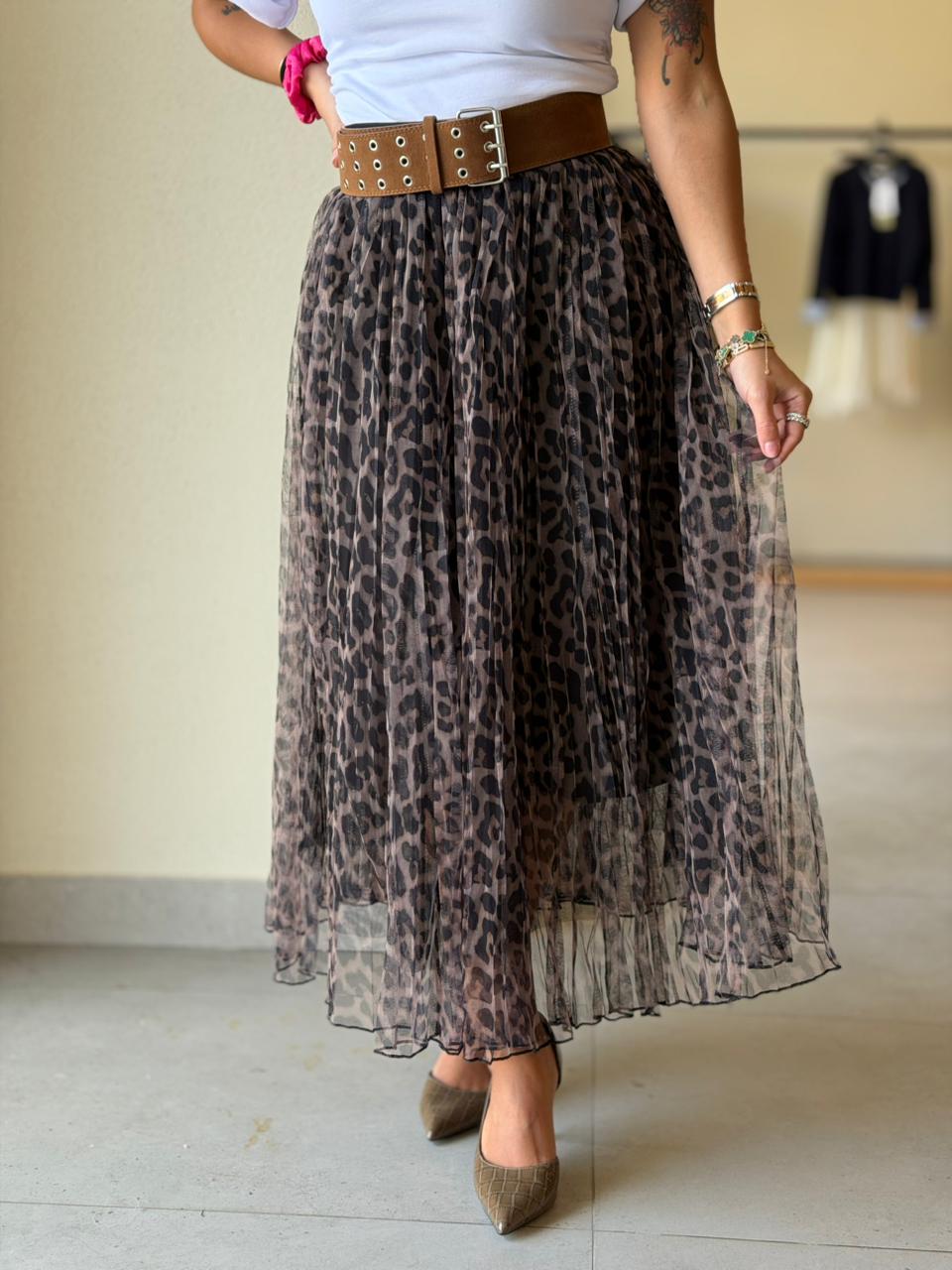 Leopard Skirt - Brown