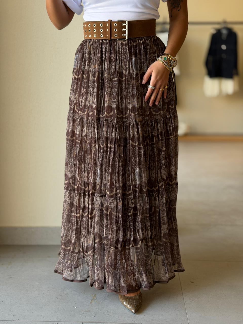 Pleated Skirt - brown