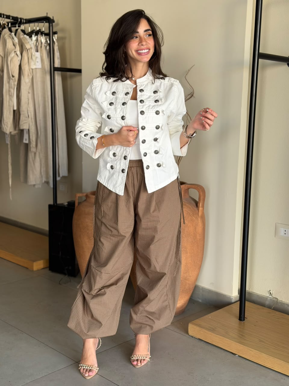 Pinstripe pants - coffe
