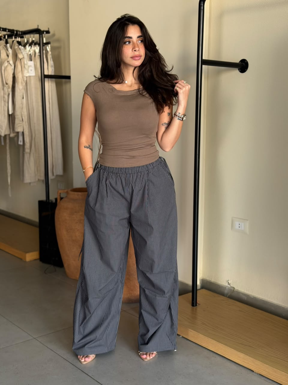 Pinstripe pants - Black